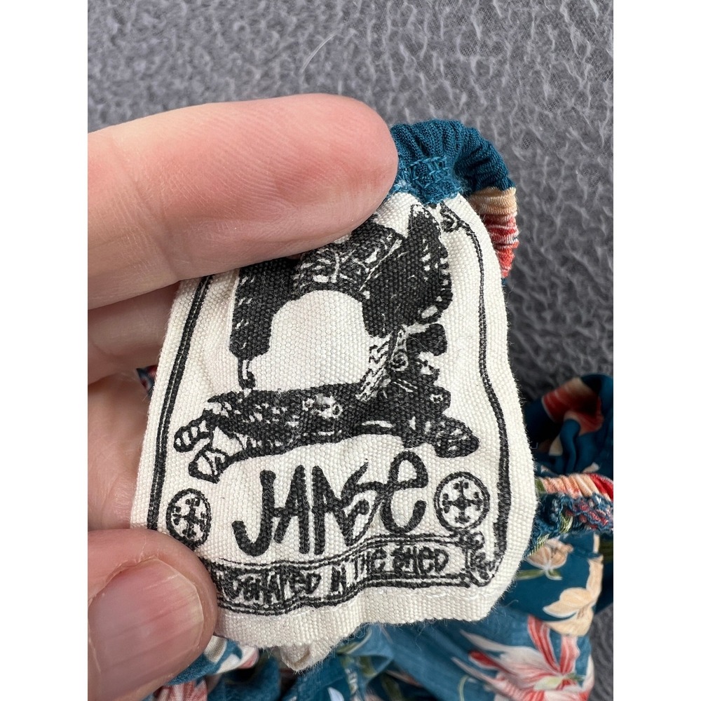 Jaase Dress Floral Halter Mini Teal Blue Orange Crochet Trim Open Back Summer XL - Picture 10 of 12